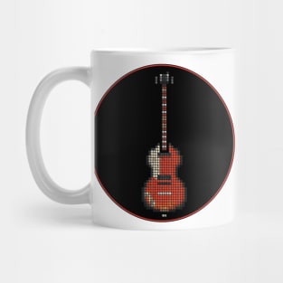 Tiled Pixel Violin Lefty Bass Guitar in a Black Circle Mug